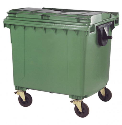 Container deseuri menajere din plastic 1100 l - Verde