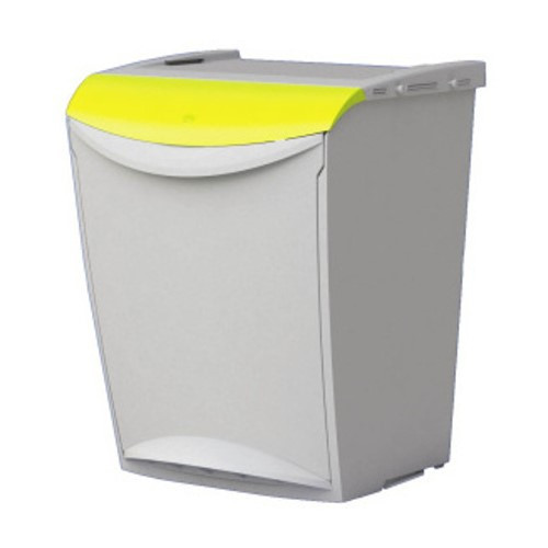 Container de gunoi pentru sortarea deseurilor, stivuibil, gri cu capac galben, 25L
