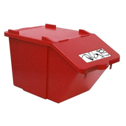 Cos de gunoi pentru sortarea deseurilor, stivuibil, rosu, 45L