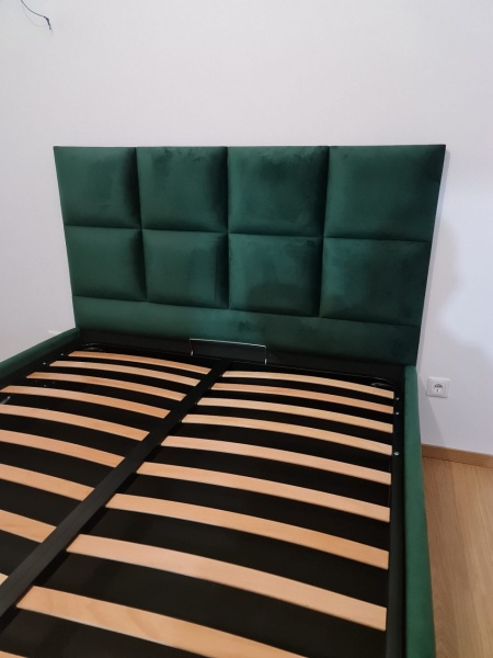 Pat tapitat Quadro - Somiera rabatabila si lada de depozitare incluse - Img 5