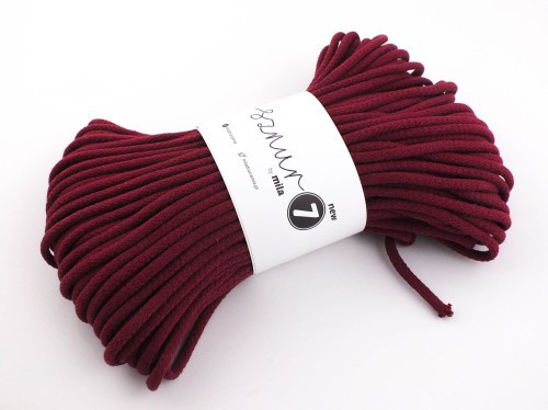 Braided cotton cord - Super 7 - burgundy - 50m 600g