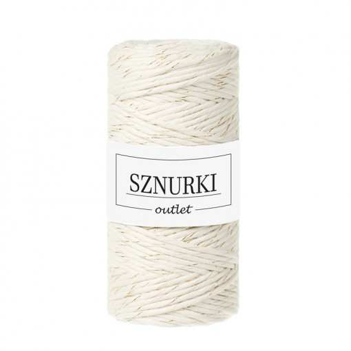 Natural twisted cord with a gold thread 3mm 100m   / 330g