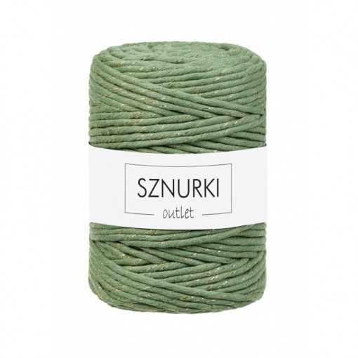 Sage twisted cord with a gold thread 5mm 100m / 660g