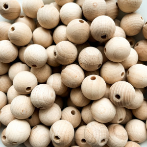 Set of 25 Wooden Balls - 20mm with 4mm hole