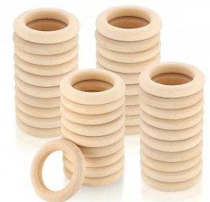 Set 5 inele din lemn - diametru 5 cm