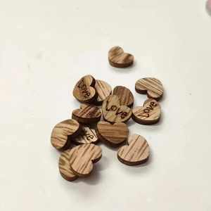 Inimioare din lemn - Love - 20x13mm - set 50 buc