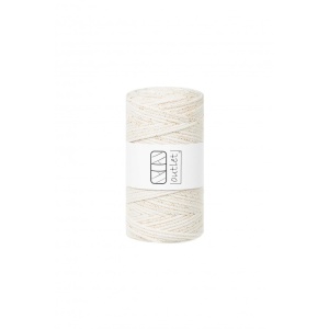Natural braided cord with a gold thread 3mm 100m / 250g