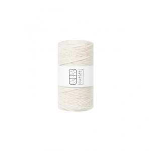 Natural braided cord with a gold thread 3mm 100m / 250g