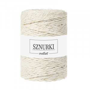Natural twisted cord with a gold thread 100m 5mm / 660g