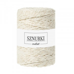Natural twisted cord with a gold thread 100m 5mm / 660g