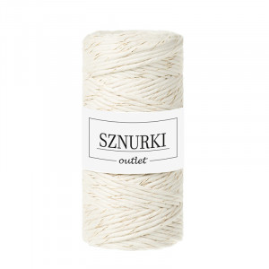 Natural twisted cord with a gold thread 3mm 100m   / 330g
