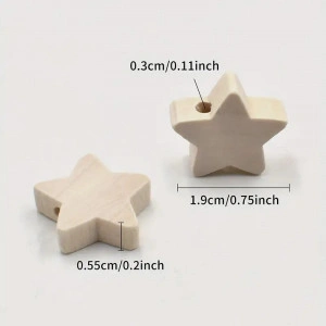 Set 25 steluțe din lemn - dimensiune 2cm - gaura 3mm