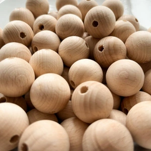 Set of 10 Wooden Balls - 30mm with 4mm hole