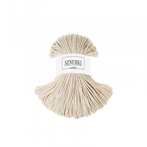 Natural braided cord with a gold thread 3mm 100m  / 250g
