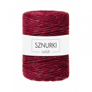 Red wine twisted cord with a gold thread 5mm 100m / 660g