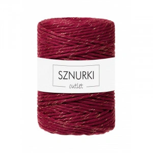 Red wine twisted cord with a gold thread 5mm 100m / 660g