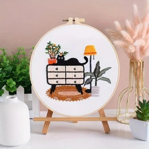 Embroidery kit - Black cat - pattern 3