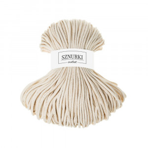 Natural braided cord with a gold thread 5mm 100m  / 500g