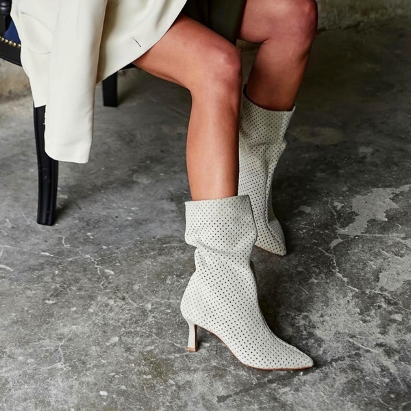 Cizme Clary Perforated Cream