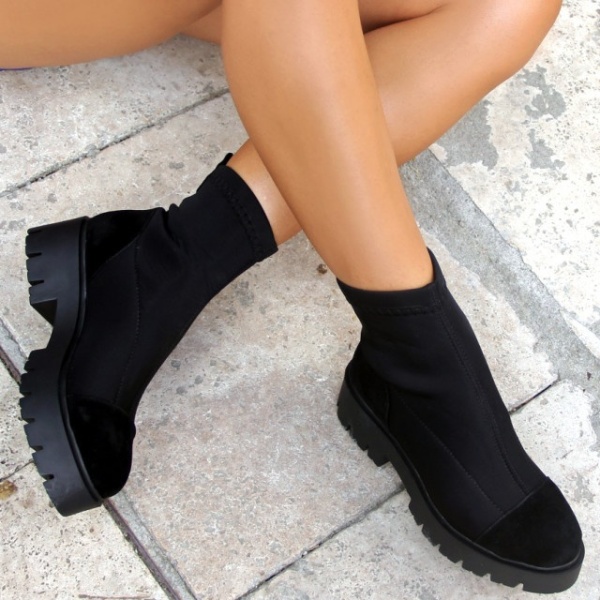 Bocanci Stretch Black Suede