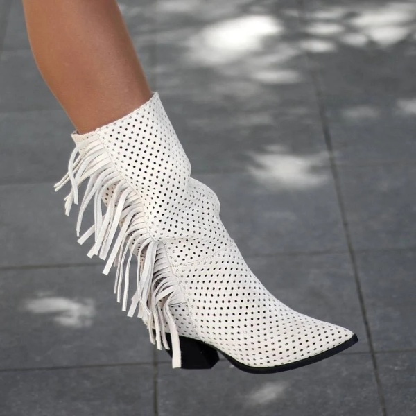 Cizme Vallery Perforated Cream