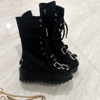 Bocanci Lenna Tall Black Suede - Img 3