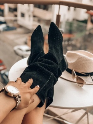 Cizme Kaily Tall Perforated Black