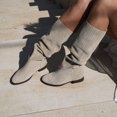 Cizme Madara Tall Perforated Cream - Img 2