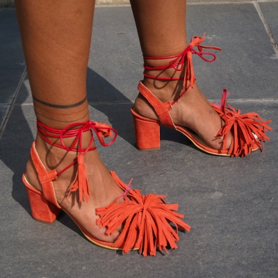 Sandale Dara Fringe Coral