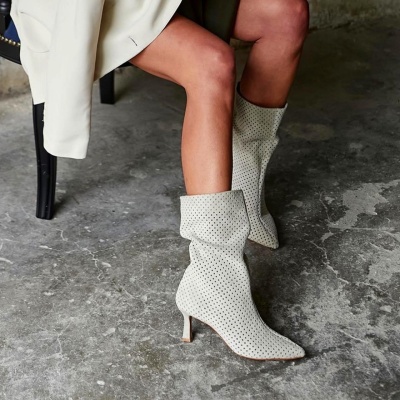 Cizme Clary Perforated Cream - Img 1
