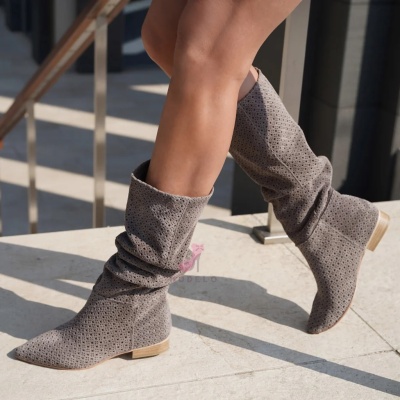 Cizme Kaily Tall Perforated Vizon