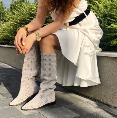 Cizme Madara Tall Perforated Cream - Img 6