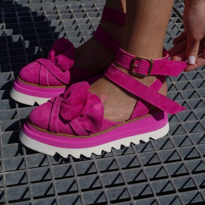 Pantofi Casual Mira White + Fuchsia - Img 5