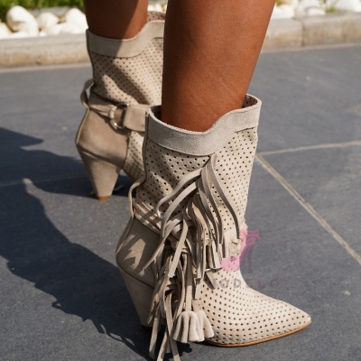 Botine Monika Perforated Cream - Img 4