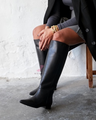 Cizme Kaily Tall Black Leather - Img 4