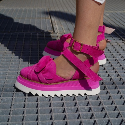 Pantofi Casual Mira White + Fuchsia - Img 2