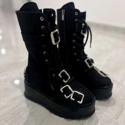 Bocanci Lenna Tall Black Suede