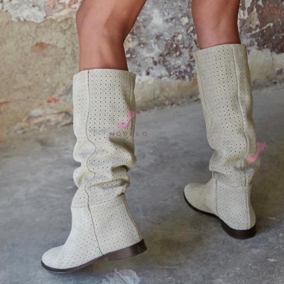 Cizme Madara Tall Perforated Cream - Img 2
