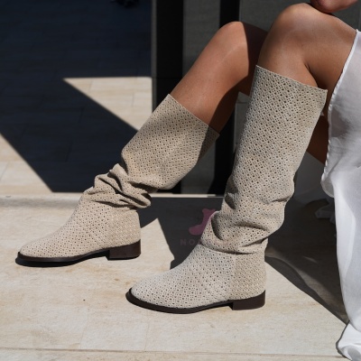 Cizme Madara Tall Perforated Cream - Img 3