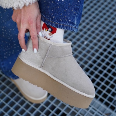 Ghete tip UGG Crem - Img 4