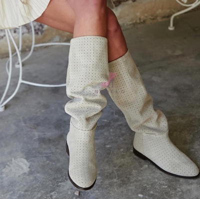Cizme Madara Tall Perforated Cream - Img 3