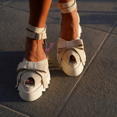 Pantofi Casual Sorina Bow Cream - Img 2