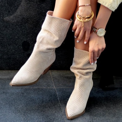 Cizme Adeline Perforated Cream - Img 2