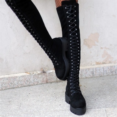 Cizme Cascade Black Suede