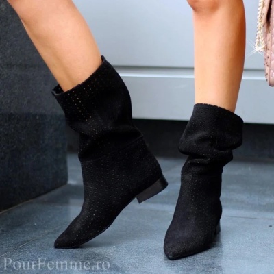 Cizme Kaily Short Perforated Black