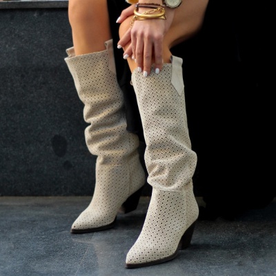 Cizme Kira Perforated Cream - Img 3