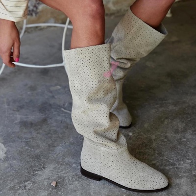 Cizme Madara Tall Perforated Cream - Img 1