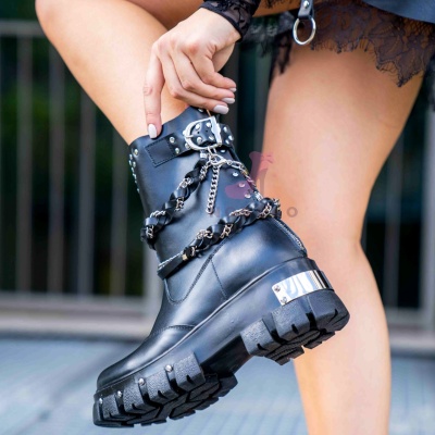 Bocanci Hollywood Short Black Leather - Img 5