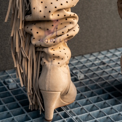 Cizme Marra Tall Fringe Beige - Img 3