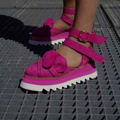 Pantofi Casual Mira White + Fuchsia - Img 4